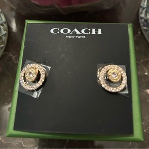 GOLD-TONE CRYSTAL HALO STUD EARRINGS